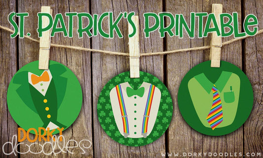 St Patrick's Day Printable Badges - Dorky Doodles