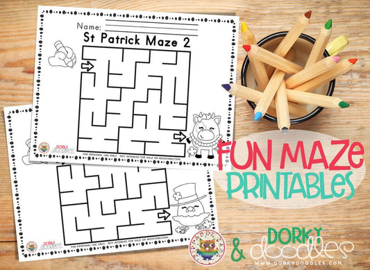 St Patrick's Day Printable Mazes - Dorky Doodles