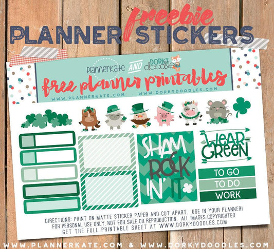 St. Patrick's Day Printable Sticker Freebie - Dorky Doodles