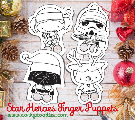 Star Heroes Printable Christmas Finger Puppets - Dorky Doodles