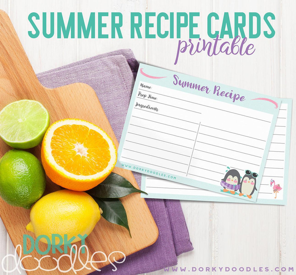 Summer Recipe Cards Printable