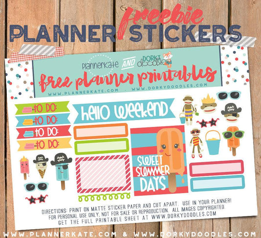 Summer Treats Planner Sticker Freebie - Dorky Doodles