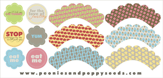 Sweet Treats Cupcake Wrappers and Toppers - Dorky Doodles