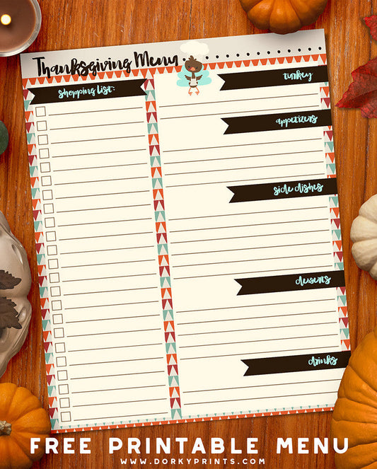 Thanksgiving Menu Planner Printable - Dorky Doodles