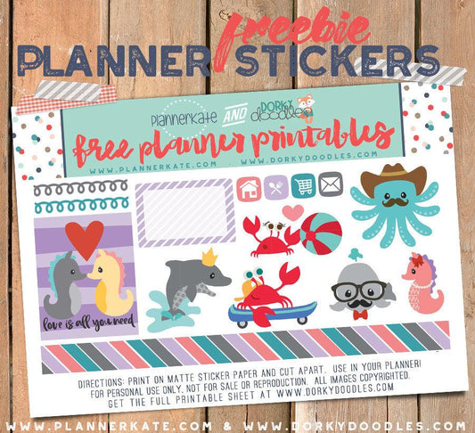 Under the Sea Planner Stickers Freebie - Dorky Doodles