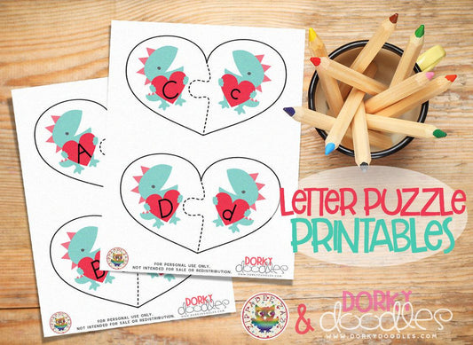 Valentine Letter Puzzle Printable - Dorky Doodles