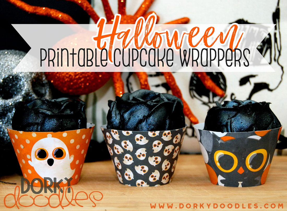 Watercolor Halloween Cupcake Wrappers Printable - Dorky Doodles