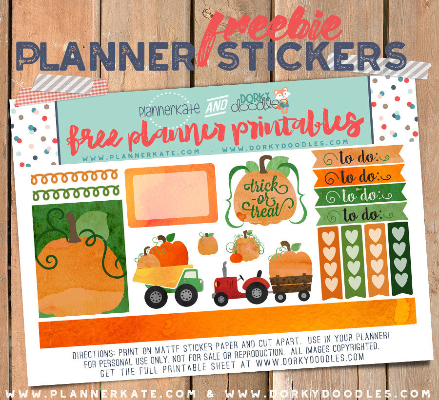 Watercolor Pumpkin Planner Sticker Sampler