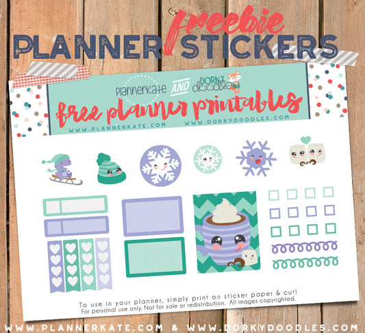 Winter Planner Stickers Freebie - Dorky Doodles