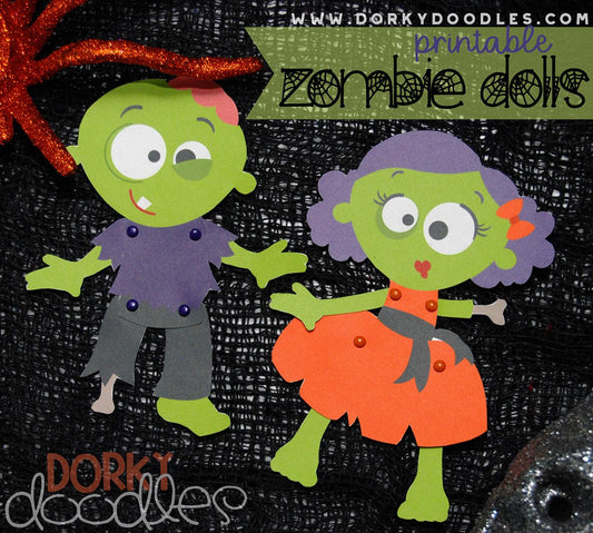 Zombie Paper Dolls Printable - Dorky Doodles