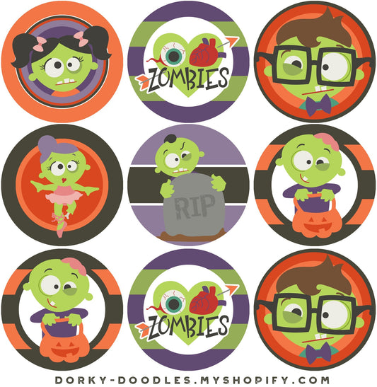 Zombie Printable Circles - Dorky Doodles