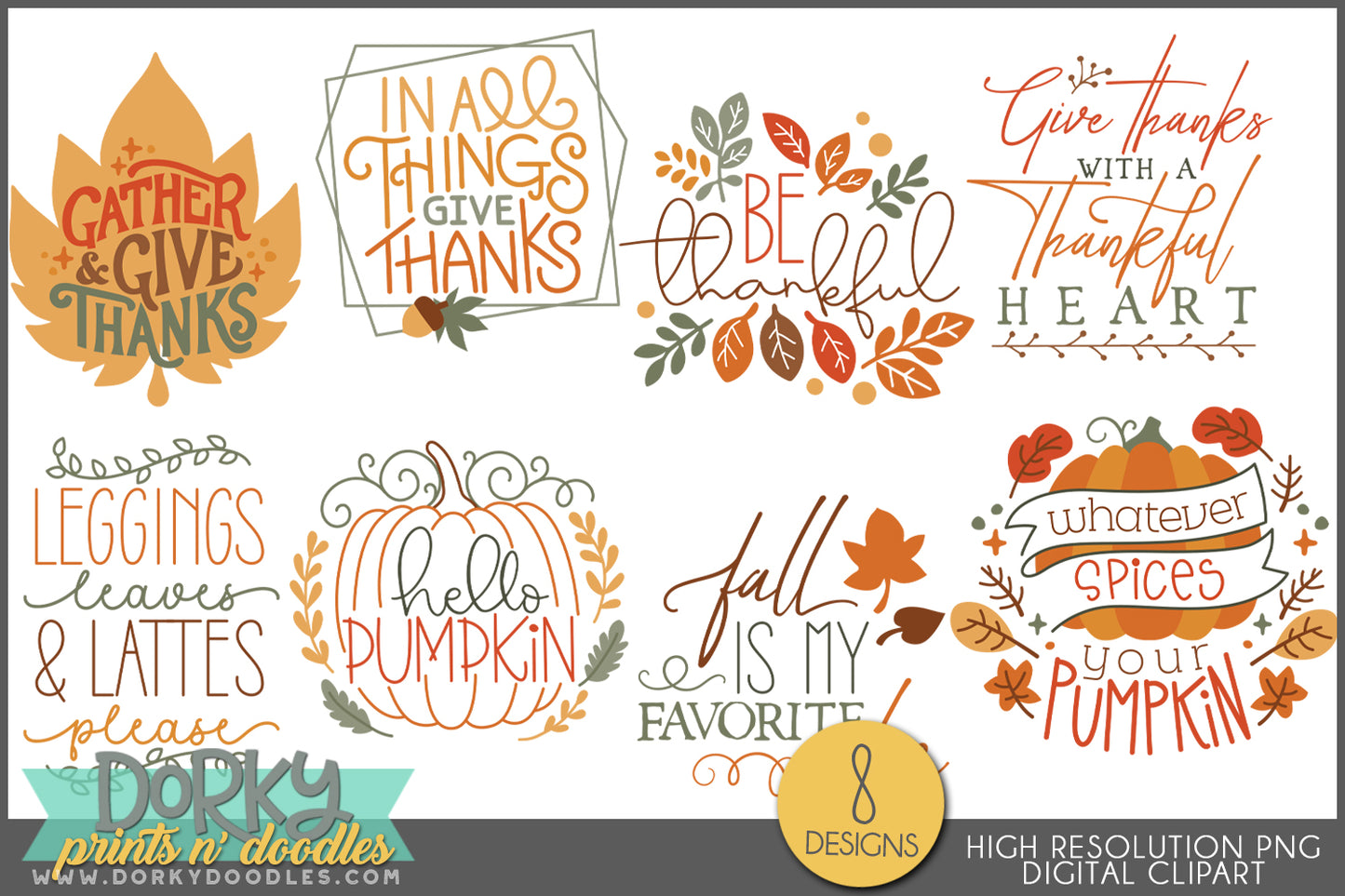 Thankful Fall Pumpkin Spice Thanksgiving Clipart