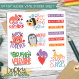 Valentine Animal Puns Planner Stickers - Durable Vinyl 5.5"x5.5" Sticker Sheet