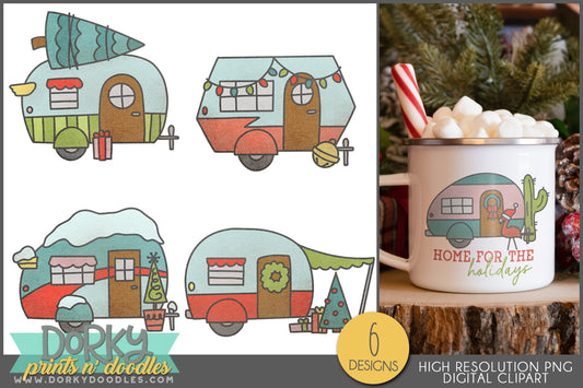 Christmas Campers - Hand Drawn Christmas Clipart