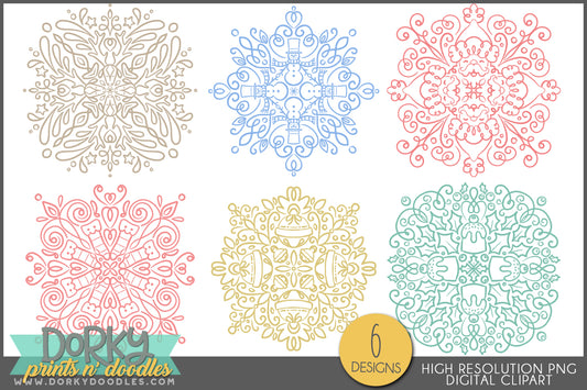 Elegant Holiday Snowflakes -  Christmas Clipart