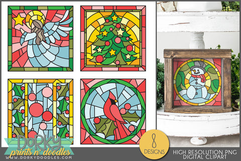 Holiday Stained Glass - Unique Christmas Clipart