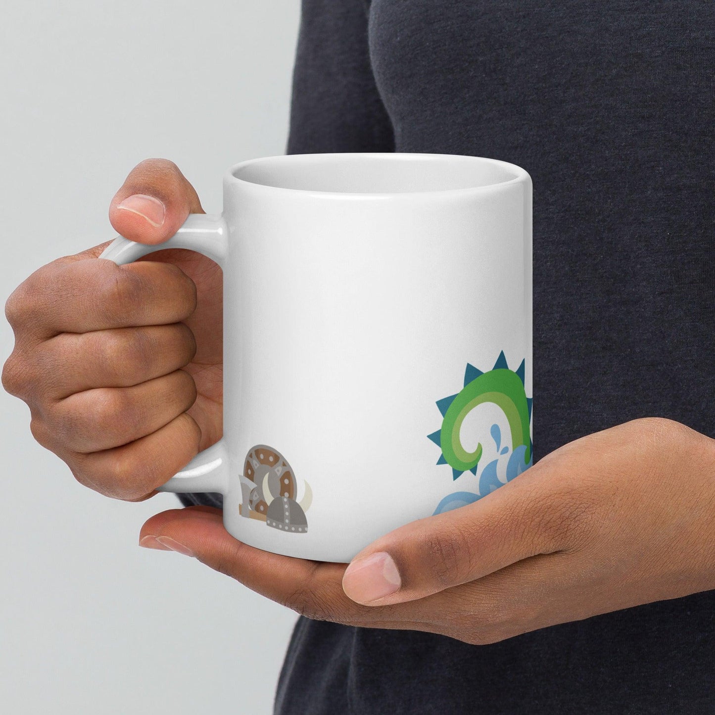 Adorable Viking & Sea Monster: Glossy Collectible Mug - Dorky Doodles