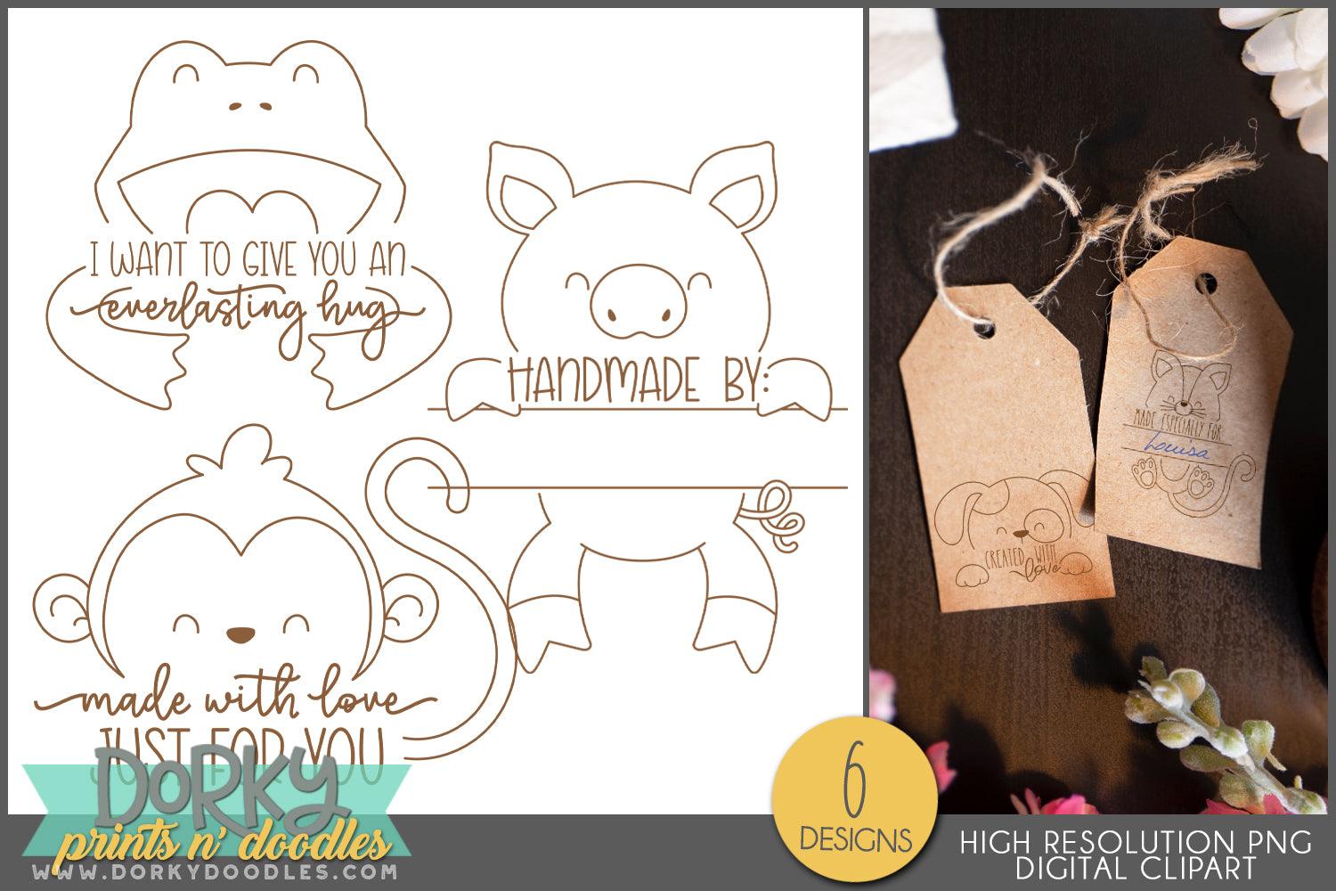Animal Craft Tag Designs Clipart - Dorky Doodles