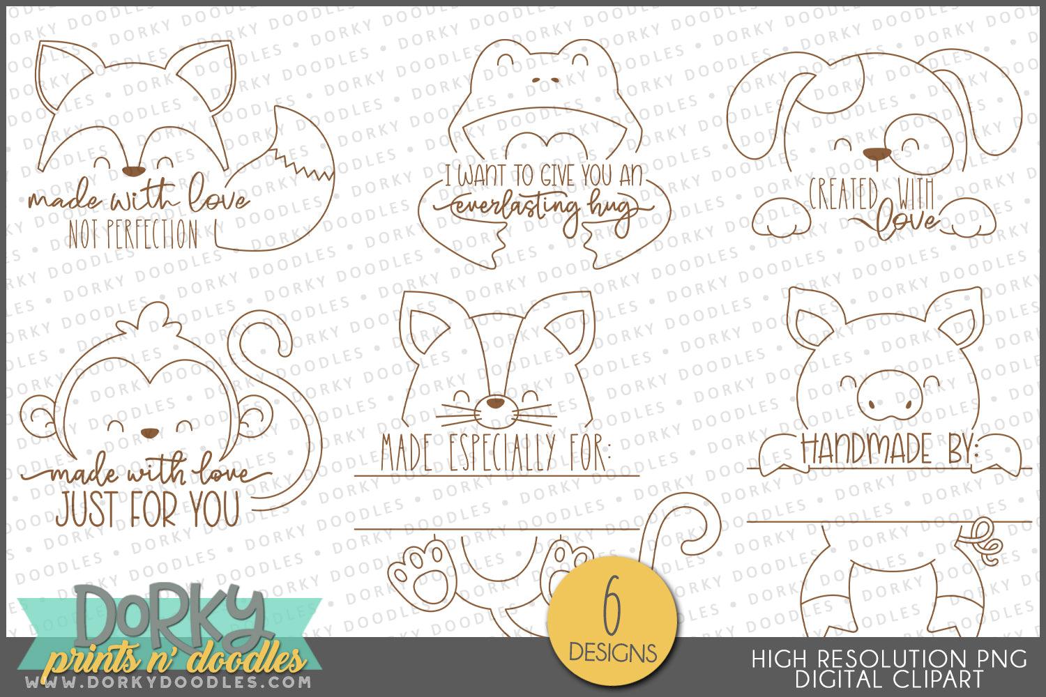 Animal Craft Tag Designs Clipart - Dorky Doodles