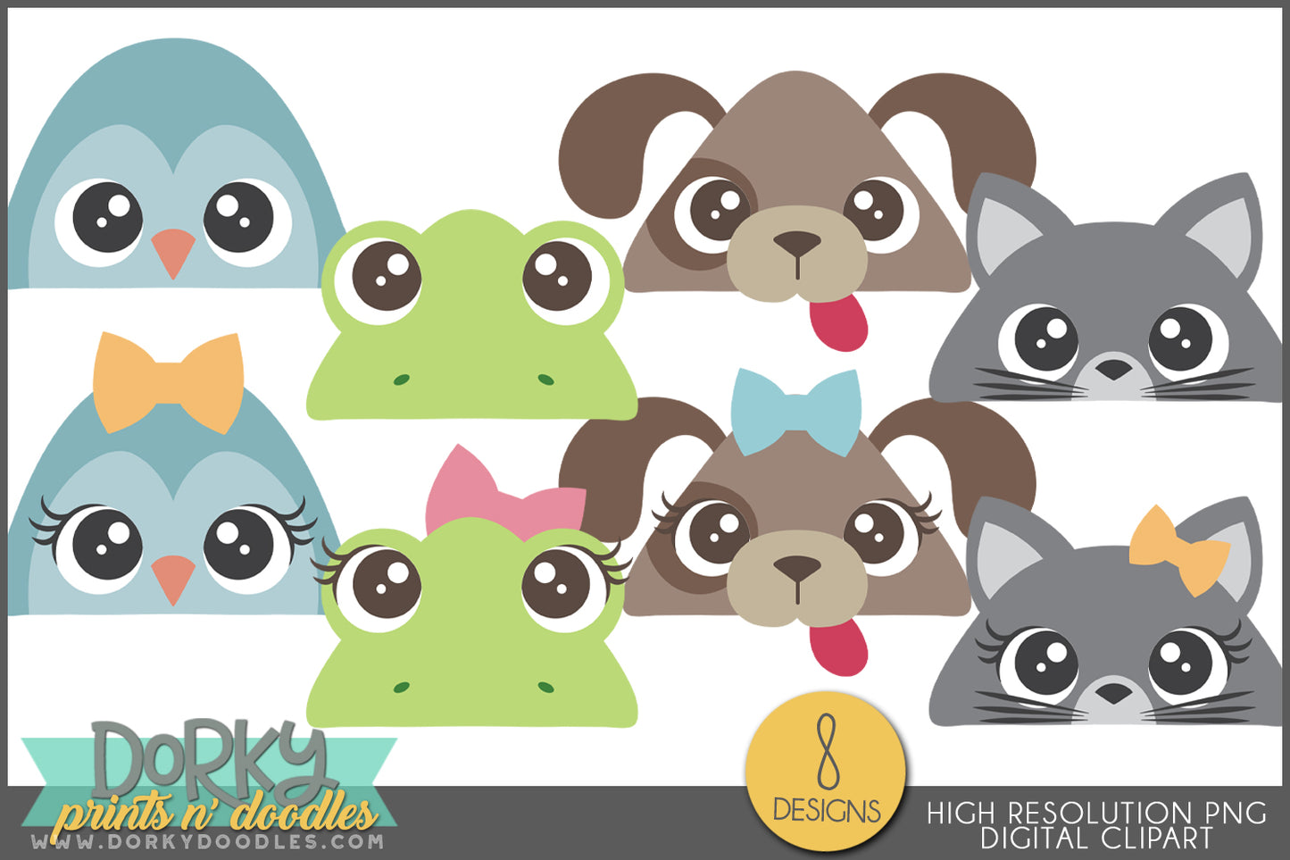 Cute Peeking Animals Clipart Bundle
