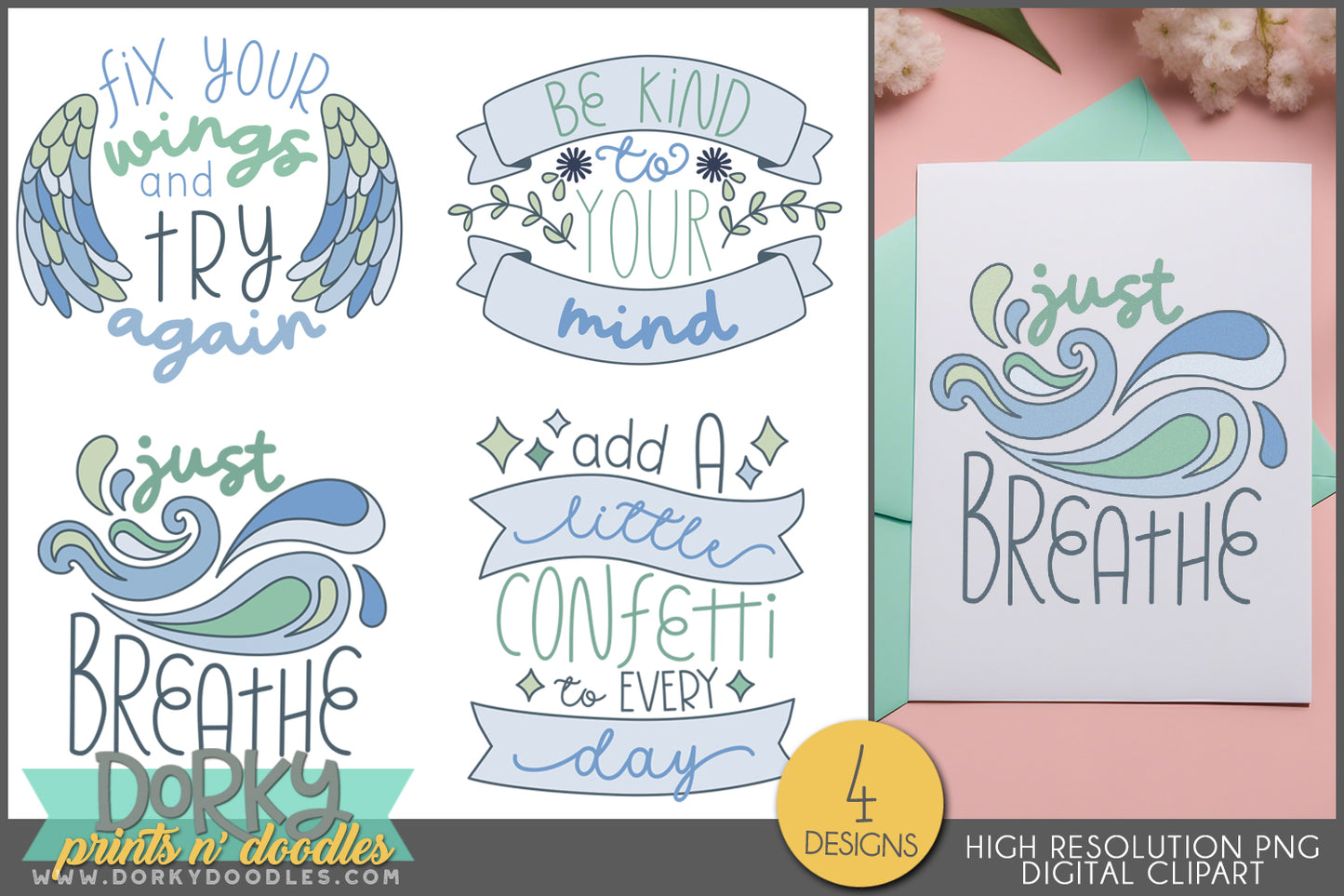 Blue Inspirational Positive Sayings Clipart