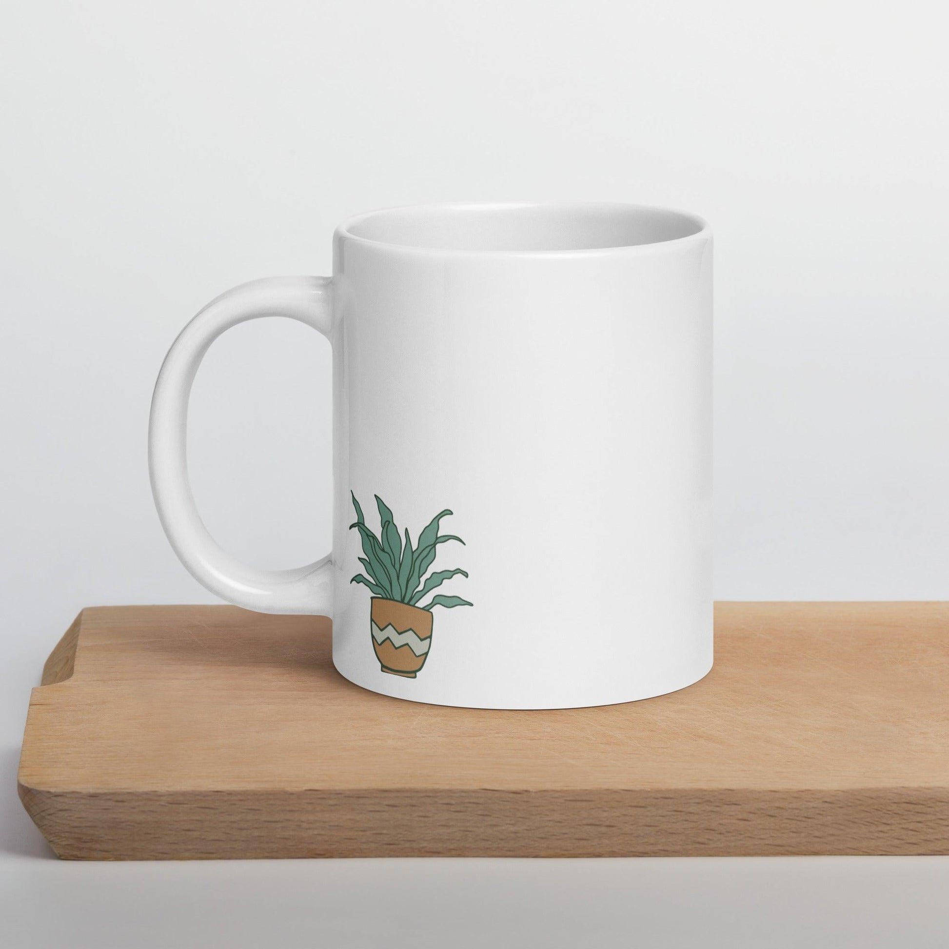 Botanical Enthusiast's Delight: White Glossy Mug for Plant Lovers - Dorky Doodles