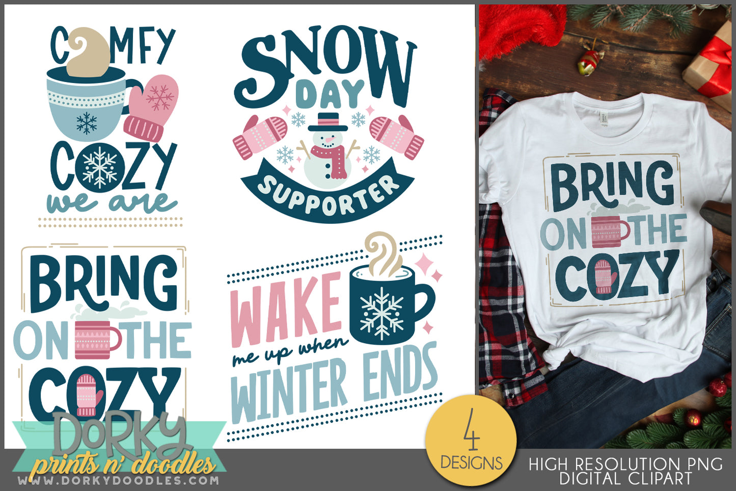 Cozy Winter Sayings Christmas Clipart