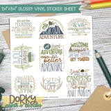 Camping Vinyl Sticker Sheet - Dorky Doodles
