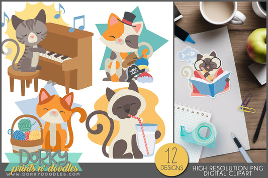 Cats Doing Silly Things Animals Clipart