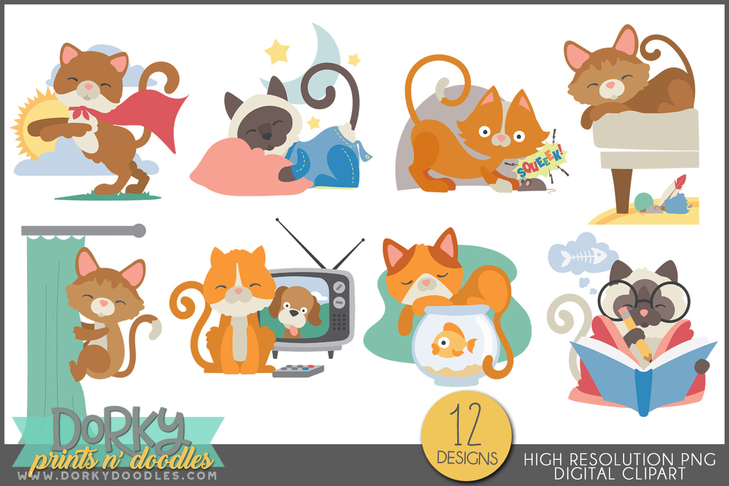 Cats Doing Silly Things Animals Clipart