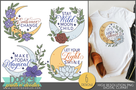 Celestial Sun and Moon Sayings Clipart