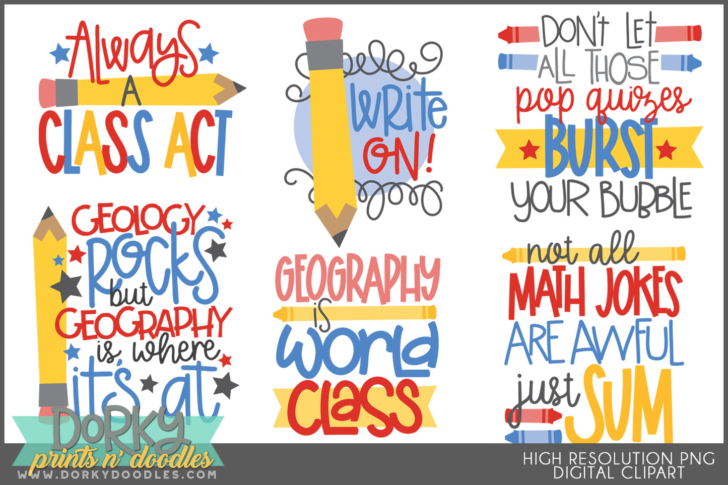 Funny Back to School Clipart Bundle