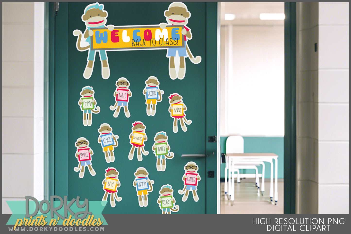 Sock Monkey Classroom Back to School Clipart