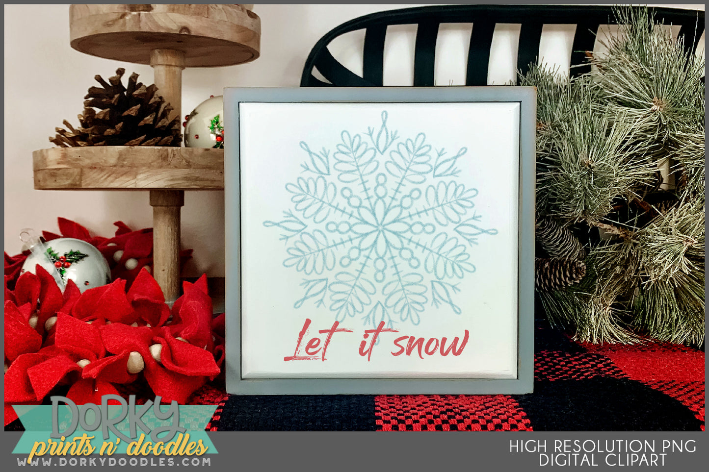 Elegant Hand Drawn Snowflakes -  Christmas Clipart