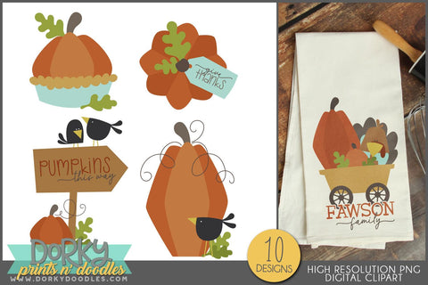 Cute and Chunky Thanksgiving Clipart - Dorky Doodles