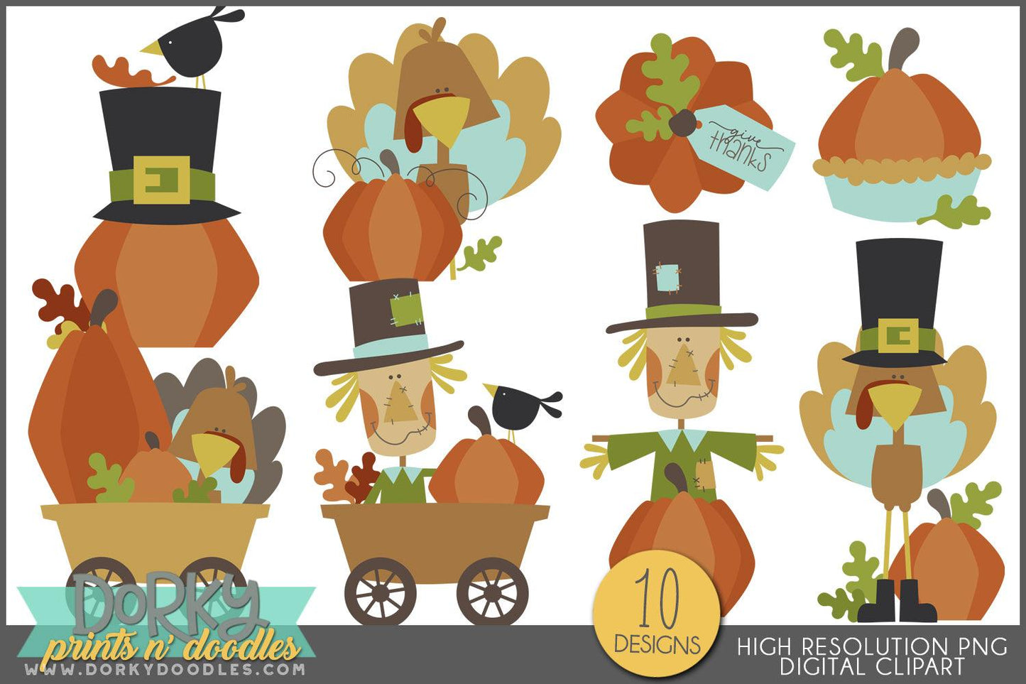 Cute and Chunky Thanksgiving Clipart - Dorky Doodles