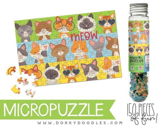 Cute Cat Collage Micro Puzzle - Small 4x6 Inch Micropuzzle Gift - Dorky Doodles