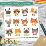 Cute Cat Faces Vinyl Sticker Sheet - Dorky Doodles