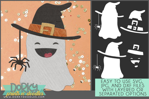 Cute Ghost Witch SVG and DXF Cuttable FIles - Dorky Doodles