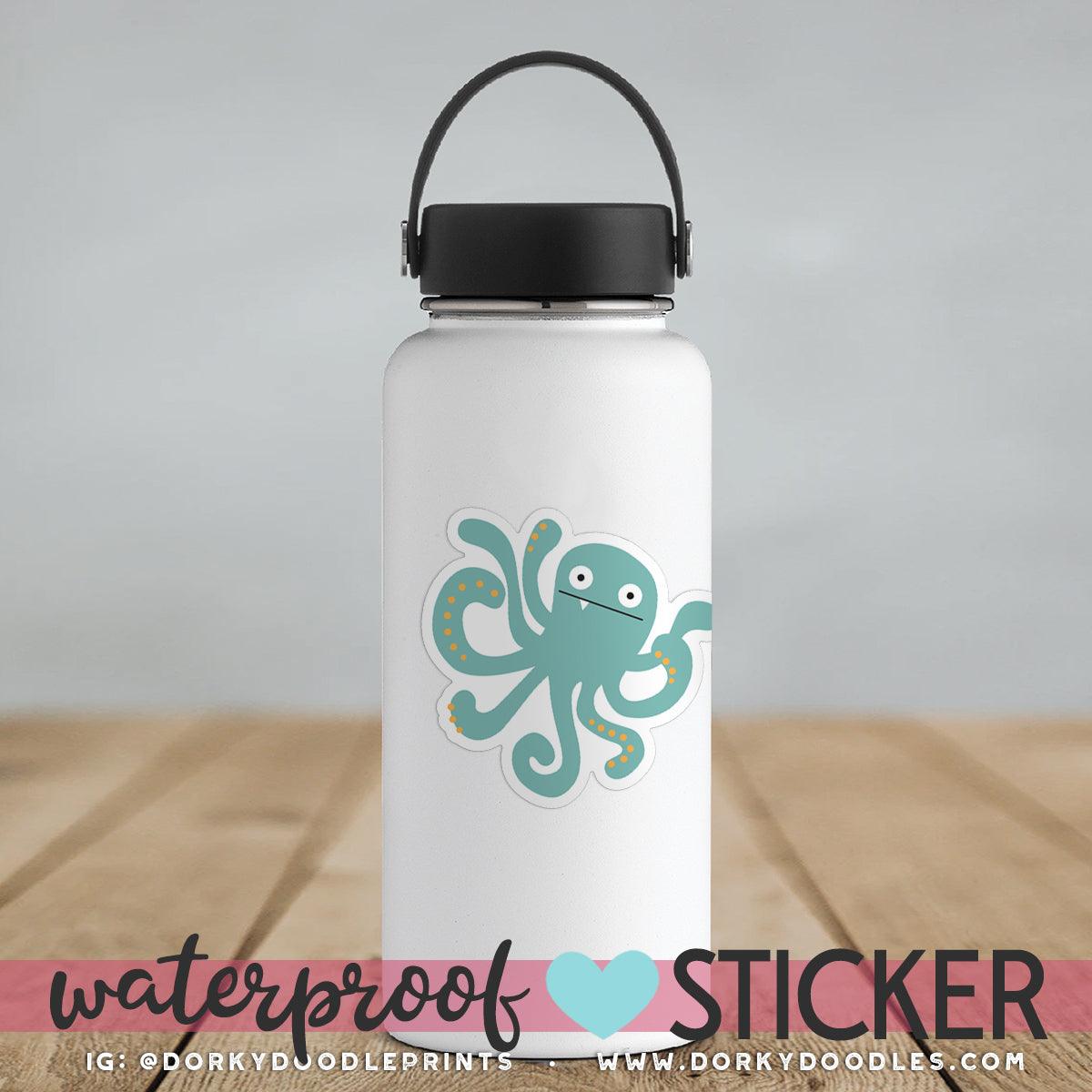 Derpy Octopus Large Waterproof Sticker - Dorky Doodles