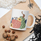 Elegant Harvest: White Glossy Mug with Classy Pumpkin Designs - Dorky Doodles