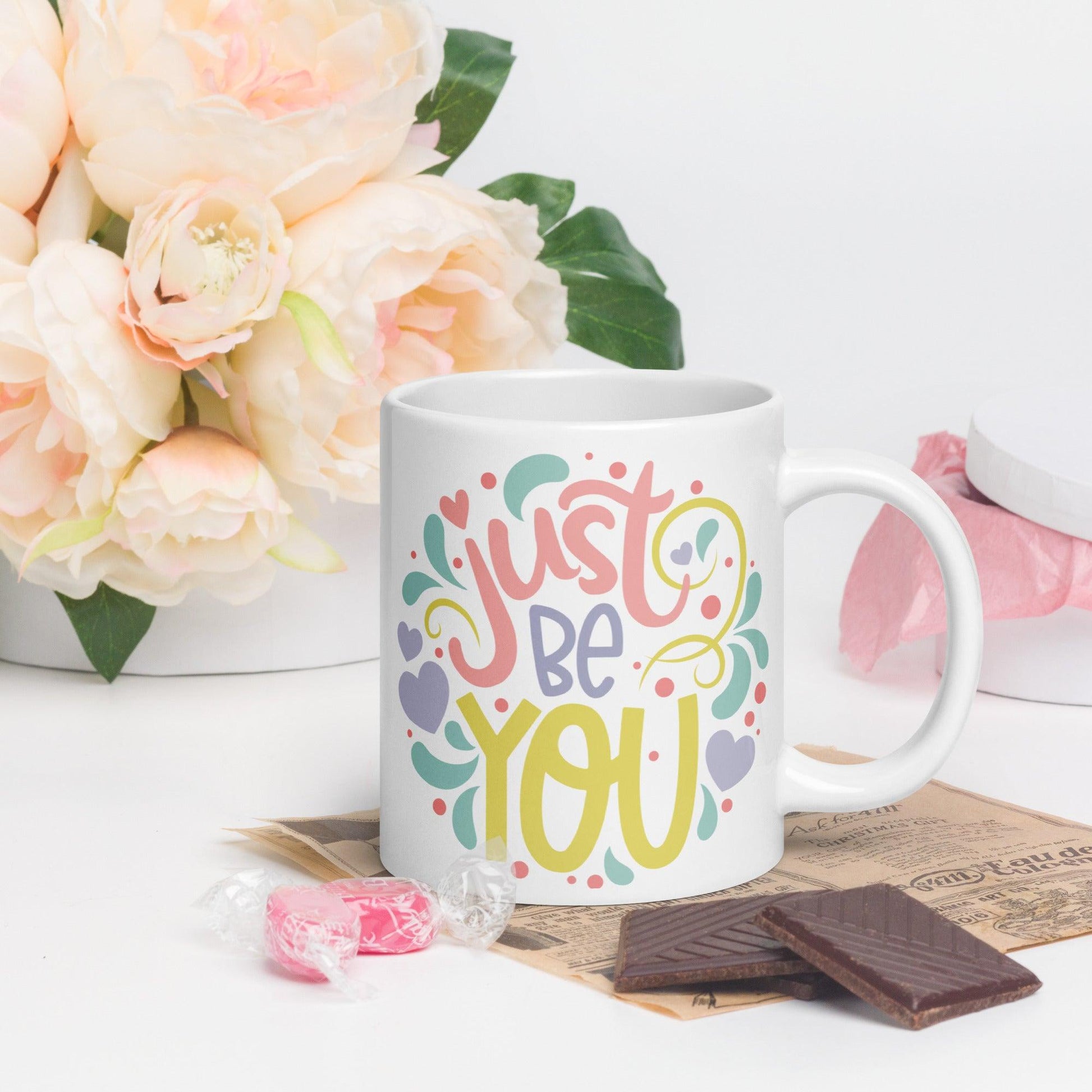 Embrace Your Uniqueness: White Glossy Mug for Inspiring Women - Dorky Doodles