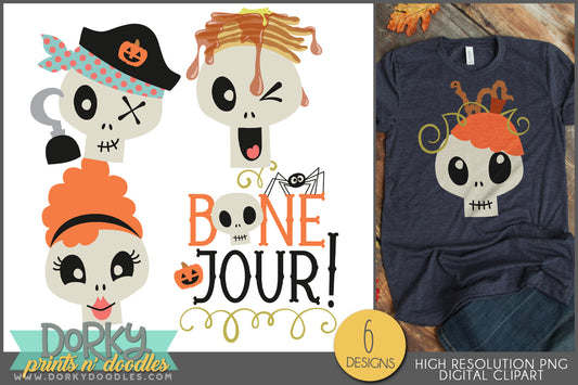 Spooky Expressive Skulls for Halloween Clipart