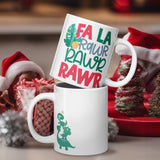 Christmas Dinosaurs Mug - Large 20 Ounce White Glossy Mug for the Holiday Season