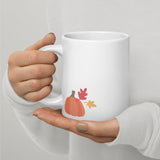 Fall Gratitude: White Glossy Mug with 'Eat, Pray, and Give Thanks' - Dorky Doodles