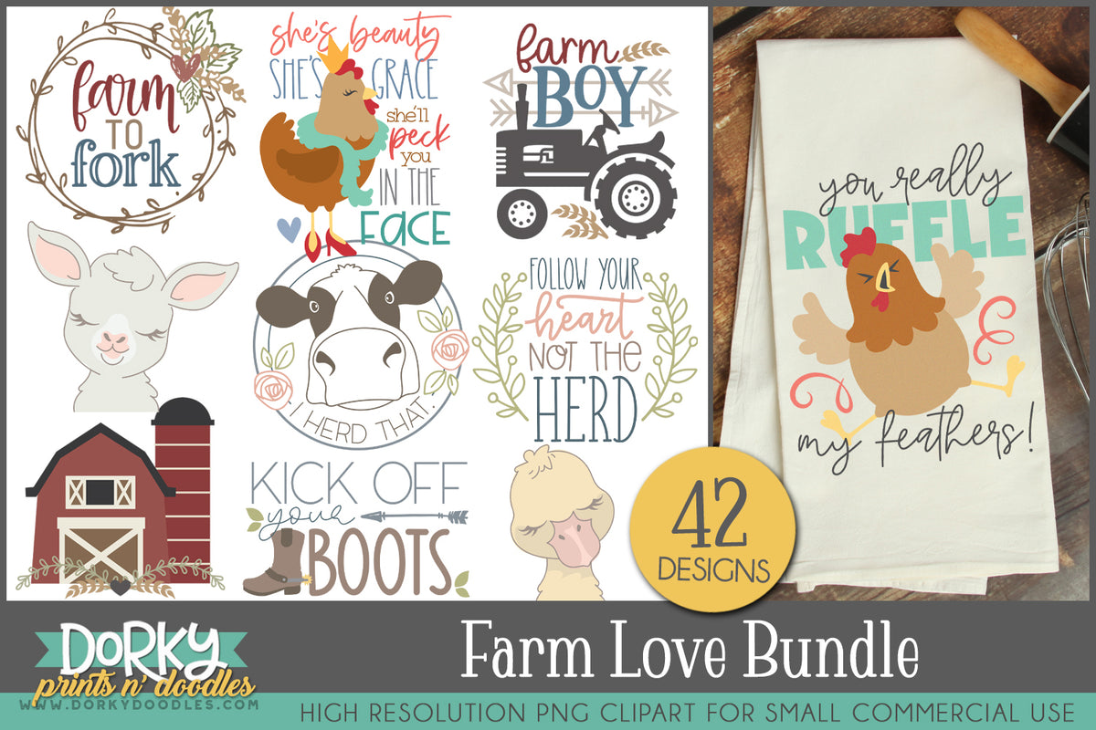 Farm Love Clipart Bundle – Dorky Doodles