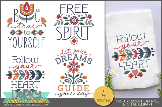 Unique Folkart Inspirational Sayings Clipart