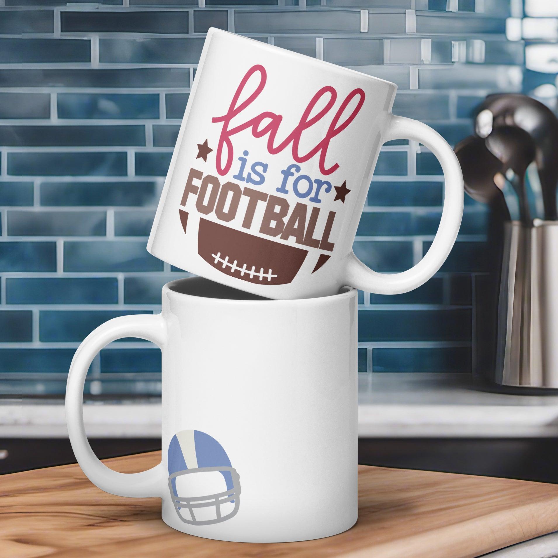 Game Day Essentials: White Glossy Mug for Football Fans - Dorky Doodles