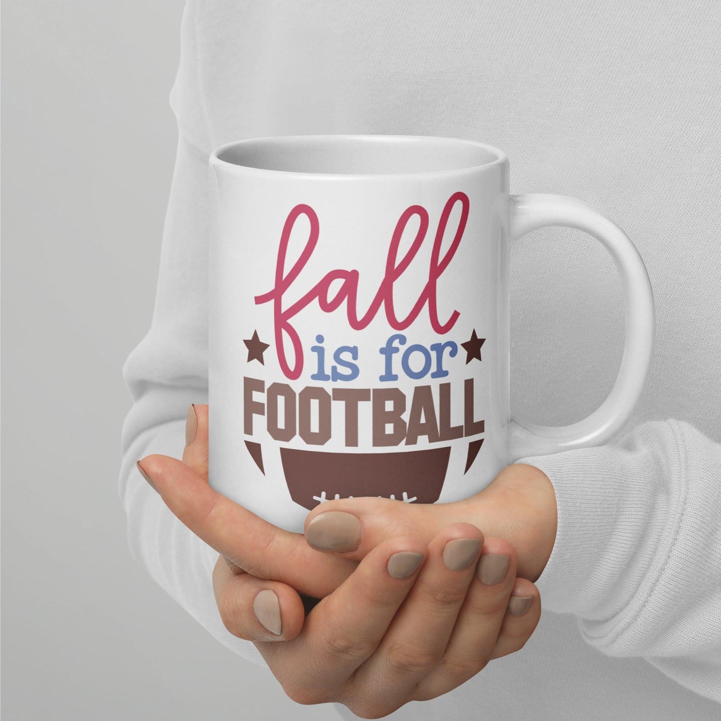 Game Day Essentials: White Glossy Mug for Football Fans - Dorky Doodles