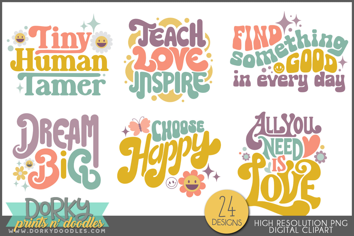 Fun and Groovy Positive Sayings Clipart